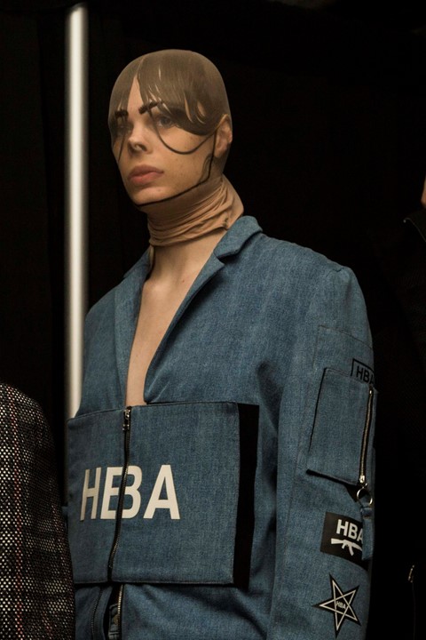 Hood By Air AW15 Dazed backstage womenswear pantyhose blazer